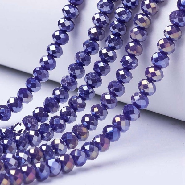 AB Purple Rondelle Beads 8mm 6mm, jewelry making