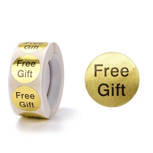 Free Gift Stickers, Round Gold Gift Tags