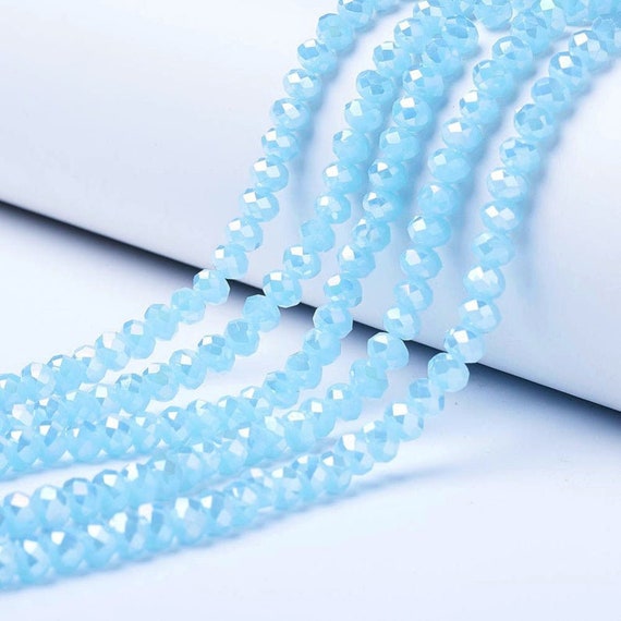 Light Blue Faceted Rondelle Beads 8mm, 6mm, 4mm, 2mm