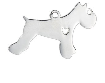 Schnauzer Dog Charm Stainless Steel, Stamping Supplies, Schnauzer Pendant, 0498, 763