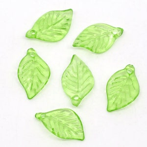 Green Leaf Acrylic Charms 18mm x 11mm