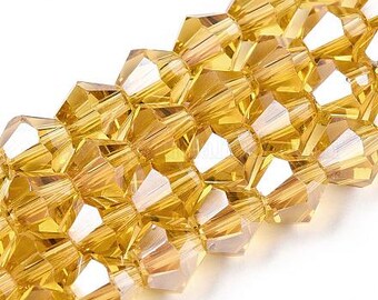 6mm Champagne Bicone Glass Beads Strands
