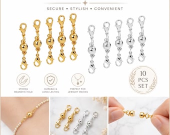 Magnetic Clasps For Jewelry Silver Plated 34mm x 6mm, Gold Plated Magnetic Clasp