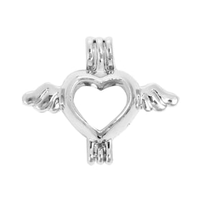 2 Heart pearl cage pendants fits 8mm bead, 4833, 700 image 1