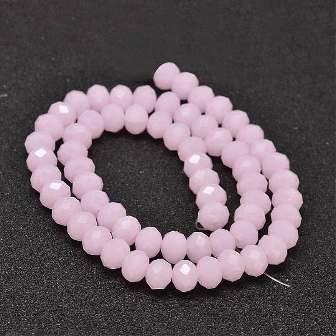 8mm Pink Faceted Rondelle Glass Beads Etsy