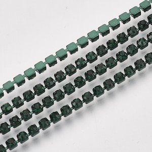 2mm Rhinestone Cup Chain, Green Rhinestone Chain, Rhinestone Chain, Rhinestone trim