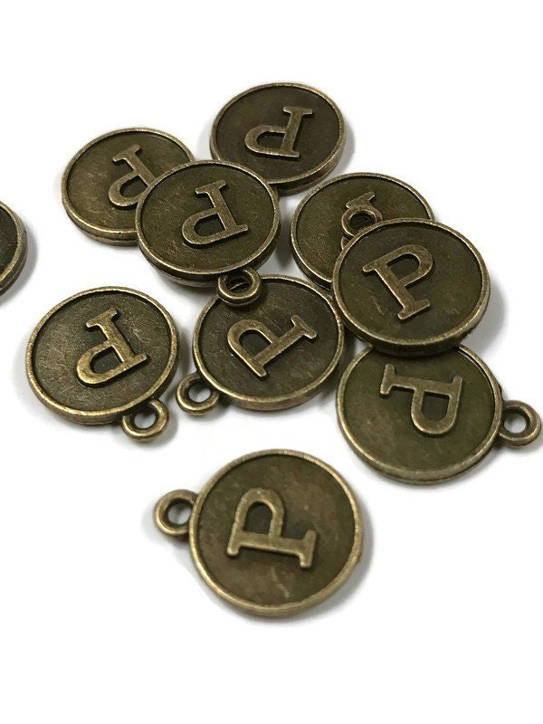 Letter P Letter Charms Antique Tone
