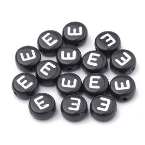 Letter E Beads, 7mm Round Alphabet Beads