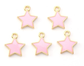 10 Star Charm Pink and Gold