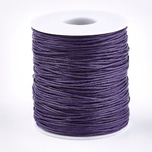 Purple Waxed Cotton Cord 1mm 100 yards per roll, Jewelry Cord, Beading Cord