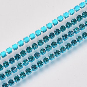2mm Rhinestone Cup Chain, Blue Rhinestone Chain, Rhinestone Chain, Rhinestone trim