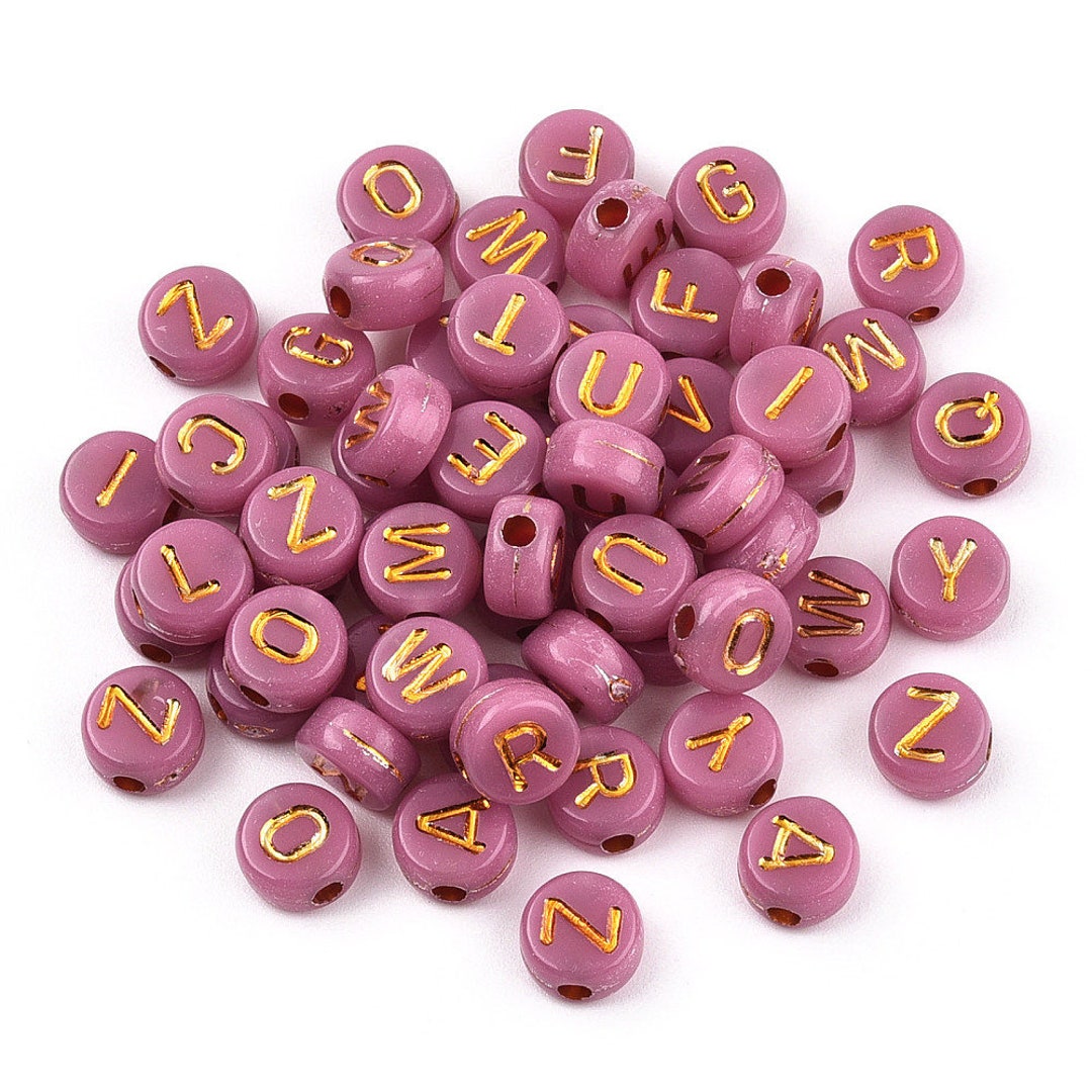 400 Pink & Gold Alphabet Beads, 7mm Acrylic Letter Beads, ABC Letter