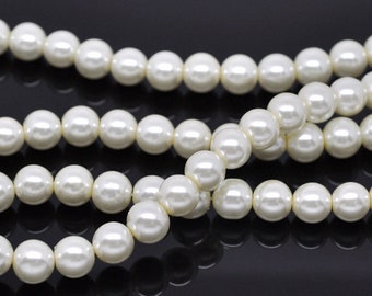 Ivory Glass Pearl Beads 3mm 4mm 6mm 8mm 10mm 12mm 14mm