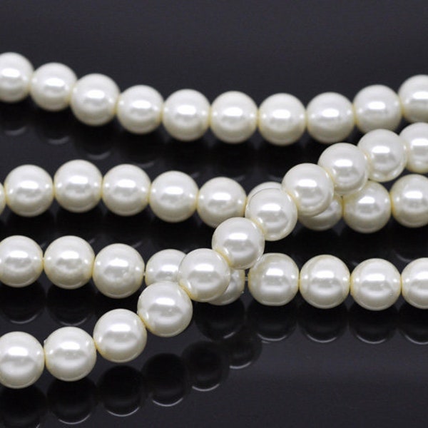 Ivory Glass Pearl Beads 3mm 4mm 6mm 8mm 10mm 12mm 14mm