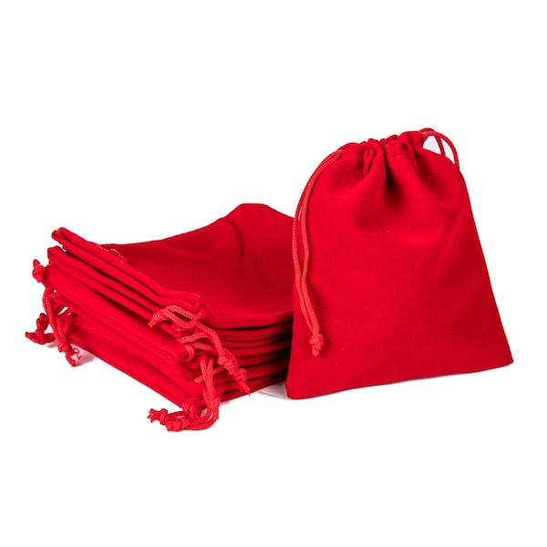 10 Red Velvet Bags, Gift Bags