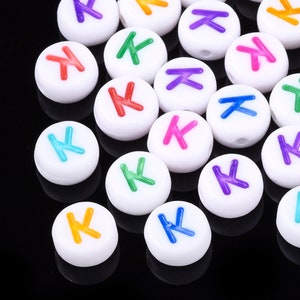 Letter K Acrylic Alphabet Beads Assorted Colors, Letter K only, 1975