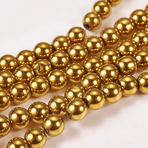 65 6mm Synthetic Hematite Beads Electroplate Non-magnetic, Colors Copper, Platinum, Gold, Rainbow
