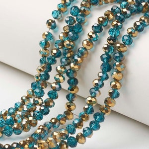 Blue Rondelle Beads Half Golden Plated 10x8mm, 8x6mm, 6x5mm, 4x3mm