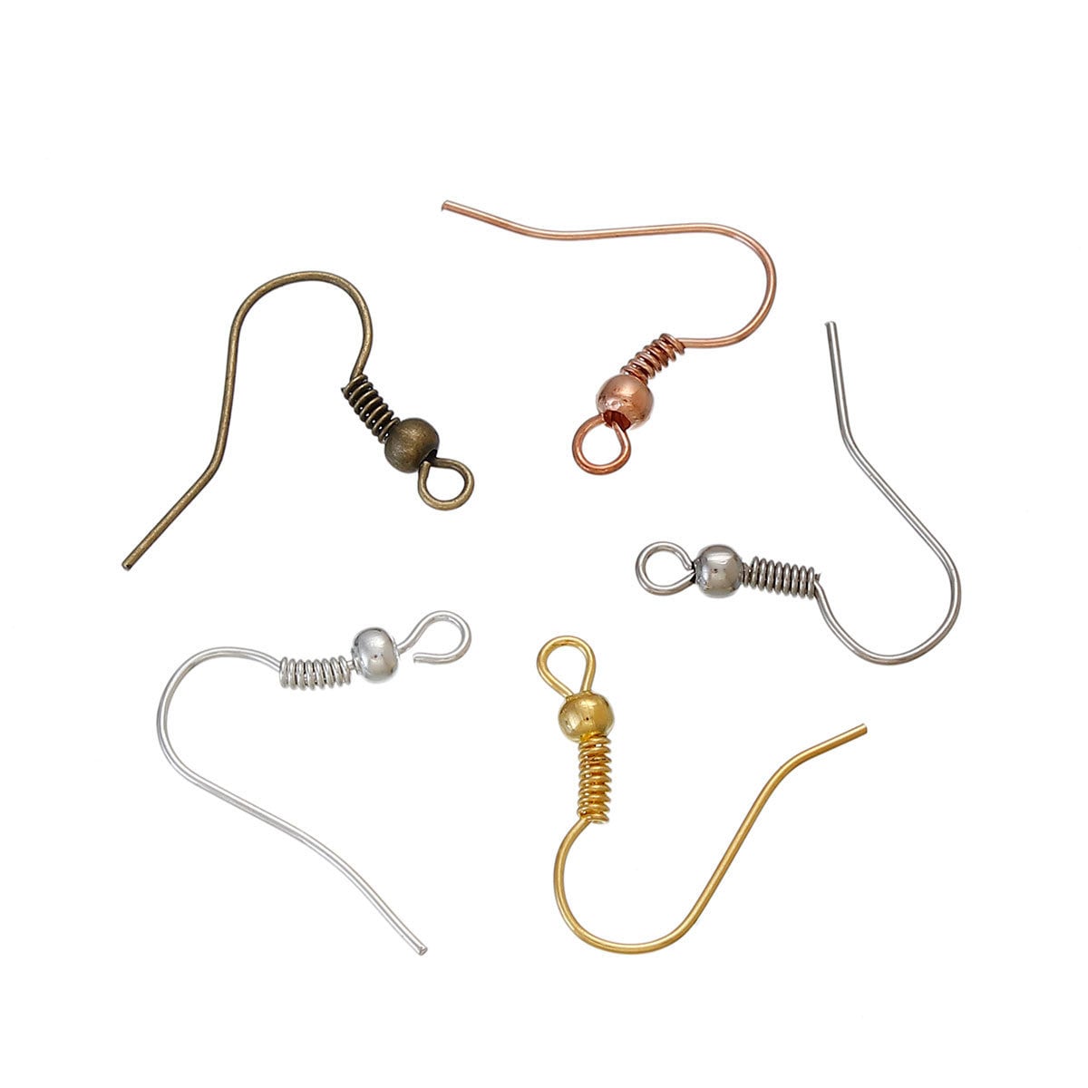 125 Pair Earrings Hooks Assorted Colors, Rose Gold, Silver, Gold, Antique  Silver, Antique Bronze 