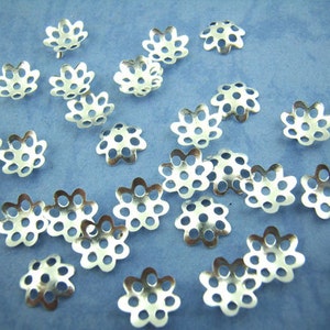 1000 Bead Caps, Silver Plated End Beads Caps 8mm, Jewelry Findings, Silver Bead Caps