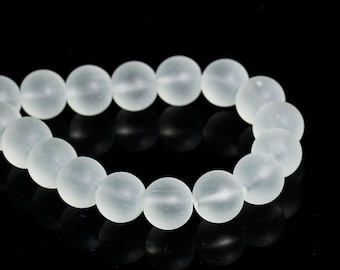 Frosted white beads 8mm or 10mm