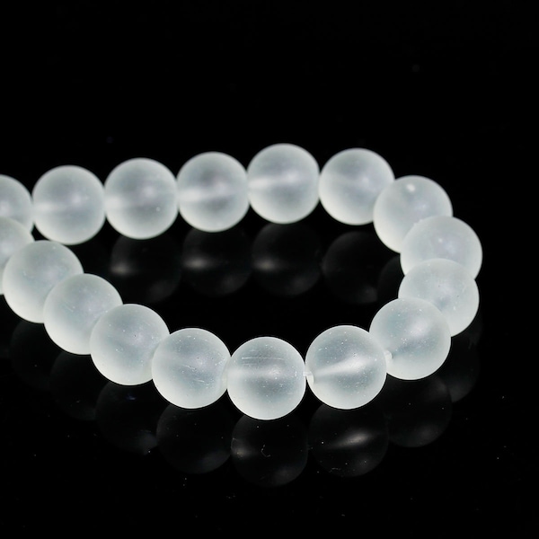 Frosted white beads 8mm or 10mm