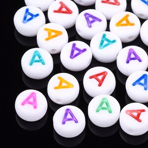 Letter A Acrylic Alphabet Beads Assorted Colors, Letter A only