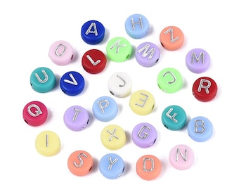 400 Assorted 7mm Alphabet Letter Beads, Purple Yellow Green Orange Pink Blue