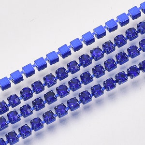 2mm Rhinestone Cup Chain, Blue Rhinestone Chain, Rhinestone Chain, Rhinestone trim