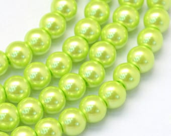 3mm 4mm 6mm 8mm 10mm 12mm 14mm Yellow Green Glass Pearl Beads