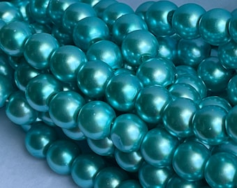 6mm 8mm 10mm 12mm Green Glass Pearl Beads