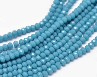150 Blue Faceted Rondelle Glass Beads 3x2mm