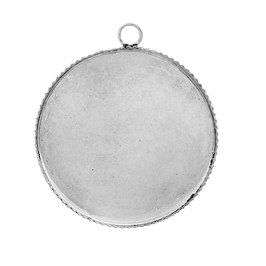 5 Cabochon Setting Fits 25mm, Pendant Tray Antique Silver Tone