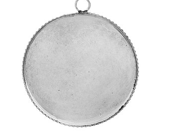 5 Cabochon Setting Fits 25mm, Pendant Tray Antique Silver Tone