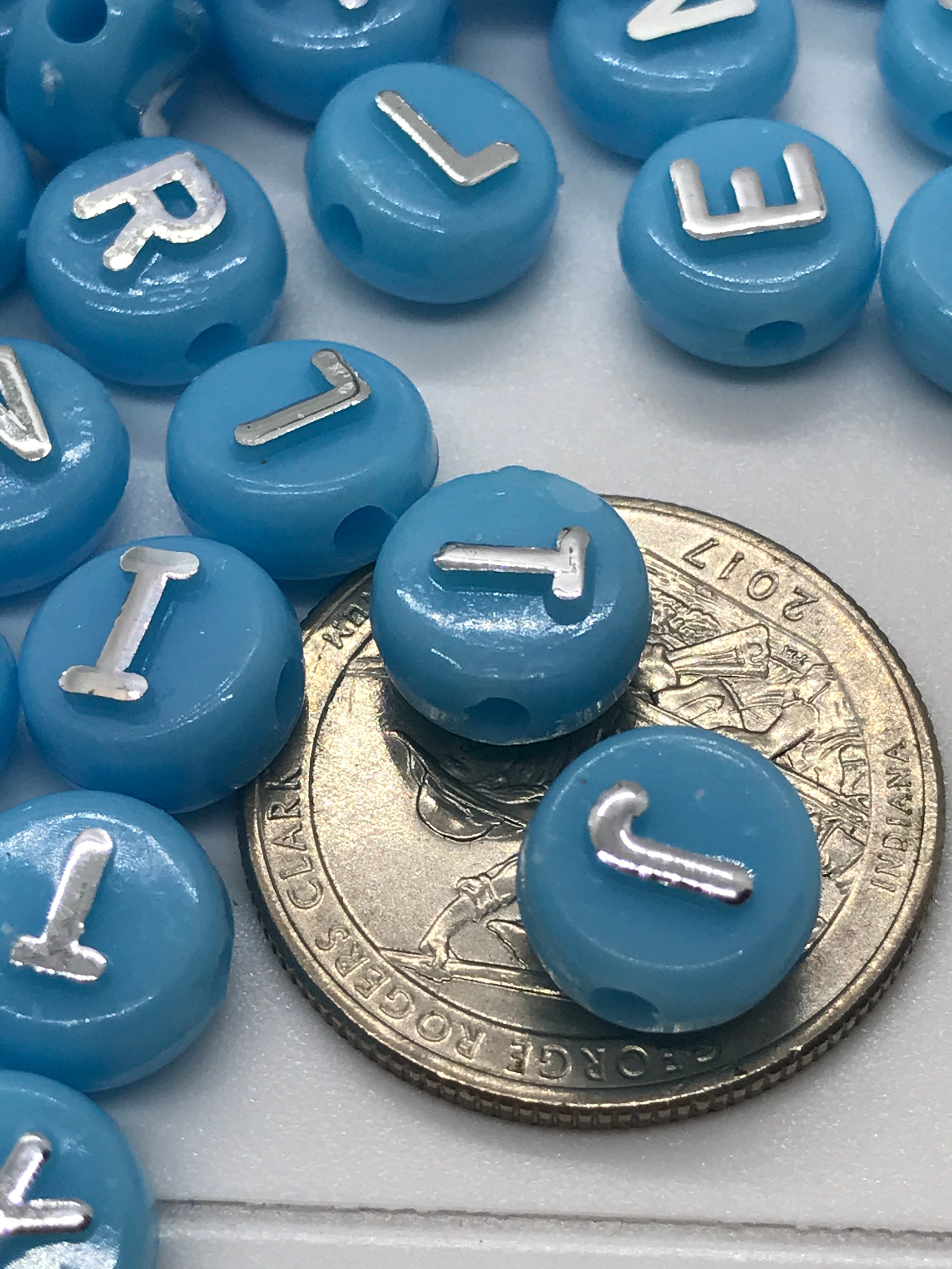 200 10mm Blue Letter Beads, Acrylic Alphabet beads
