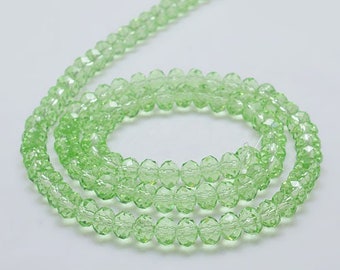 145 Green Transparent Rondelle Glass Beads 3x2mm