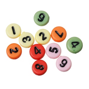 1000 Acrylic Number Beads 7mm Assorted Colors