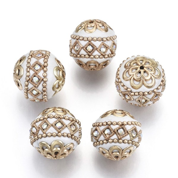 5 Embellished beads, Focal Beads, 19.5 x 19mm, Jewelry Making Supplies