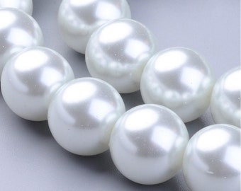 3mm 4mm 5mm 6mm 8mm 10mm 12mm 14mm White Glass Pearl Beads