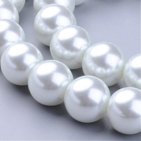 3mm 4mm 5mm 6mm 8mm 10mm 12mm 14mm White Glass Pearl Beads