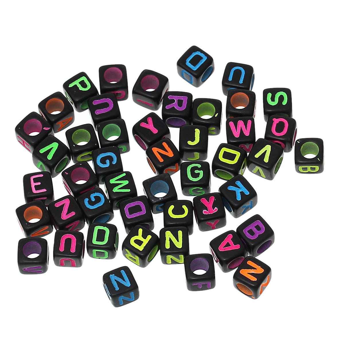 500 6mm cube letter alphabet beads large letter beads 6mm cube beads 