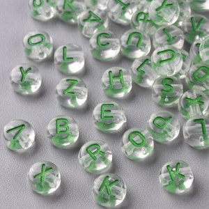 400 Green Alphabet Beads, 7mm Acrylic letter beads
