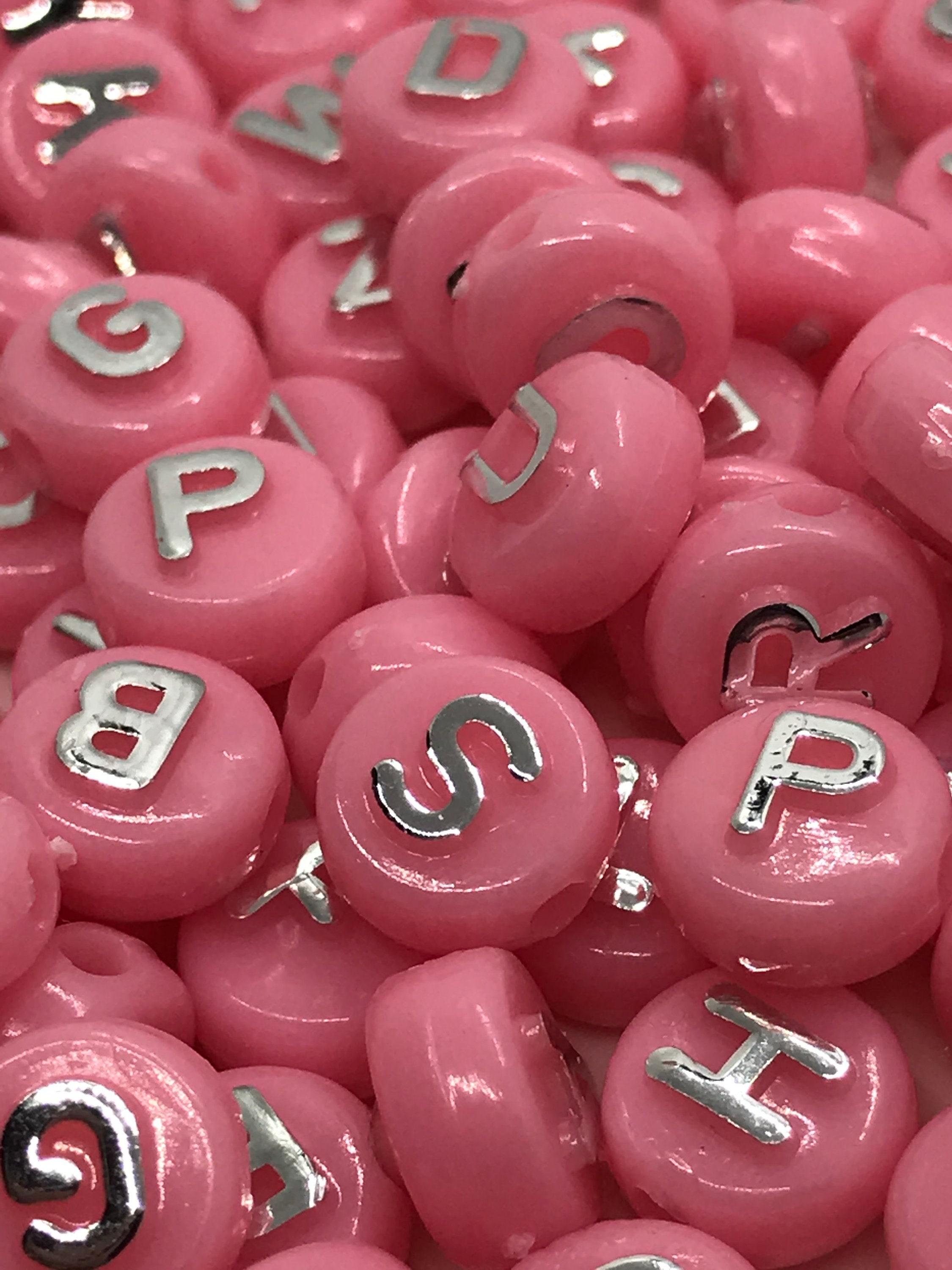 200 10mm Pink Letter Beads Acrylic Alphabet Beads Etsy Norway