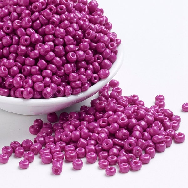 Magenta Seed Beads 6/0 110 grams, Pinkish-Purple Seed Beads