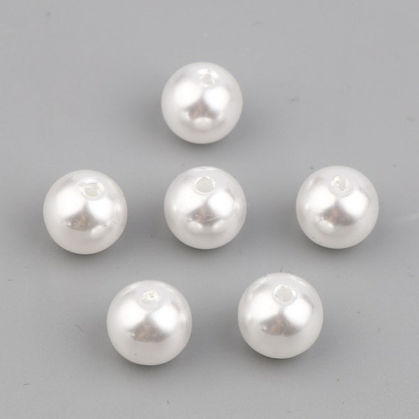 White Acrylic Pearl Beads, Round Beads, 4mm, 5mm, 6mm, 8mm, 10mm, 12mm, 14mm, 16mm