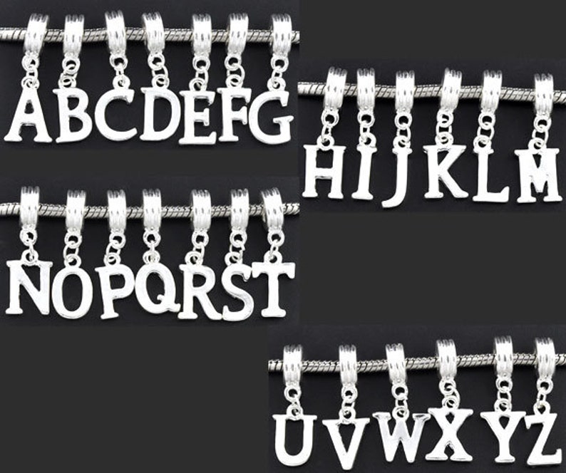 527 1 Alphabet Initial Charm with bail bead
