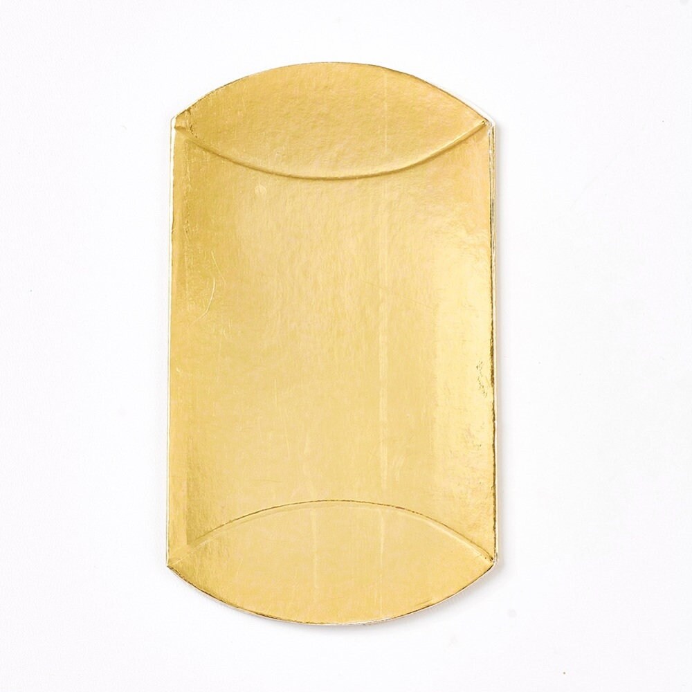 10 Gold Pillow Boxes, Candy Favor Boxes, 6.5x9x2.5cm