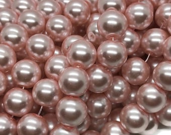 85 10mm Beads, 10mm Round Glass Pearl Bead, 10mm Glass Beads, Round Beads, Loose Pearls, 16" Strand of Pearls, 1742, 403a