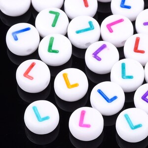 Letter L Acrylic Alphabet Beads Assorted Colors, Letter L only, 1975