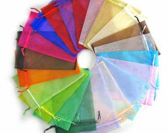 100 Organza Bags Assorted Colors, Party Favor Bags